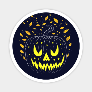 Happy Halloween Spooky Jack O Lantern Yellow Orange And Black Carved Pumpkin Magnet